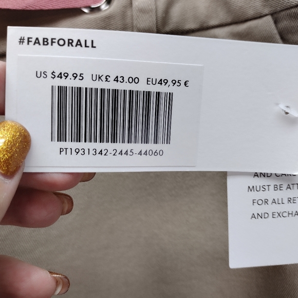 JustFab Pants Womens Extra Extra Large Chino Stripe Trousers Drawstring Tan - Picture 4 of 12